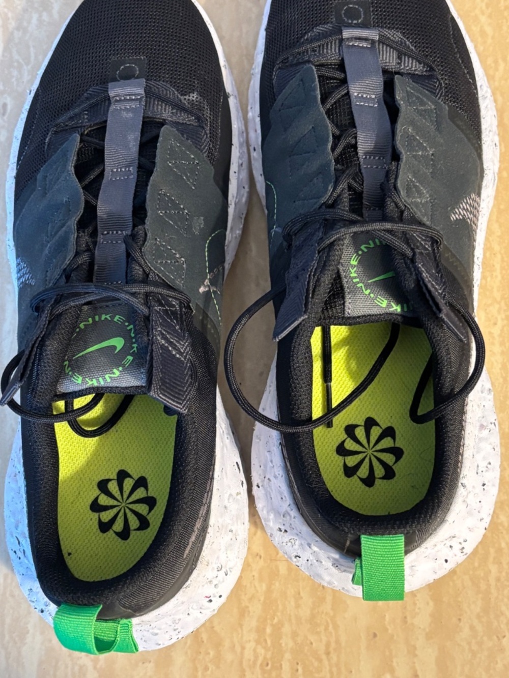 Nike Black/Green Crater Foam Sneakers with breathable mesh-Men's size 11